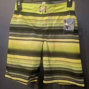 Joe Boxer Back Pocket Lime Green & Black Swim Trunks Boys M 8 UPF 50+ New
